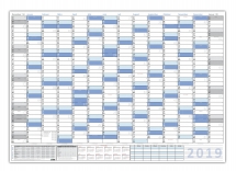 XXL Abwischbarer Wandkalender 2019 blau